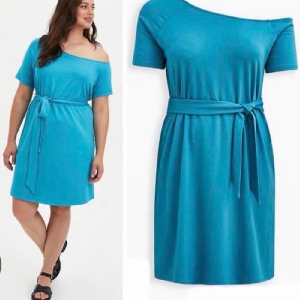 🔥 NWT Plus Size Torrid Mini French Terry Off-Shoulder Tee Shirt Dress Size 2X🔥